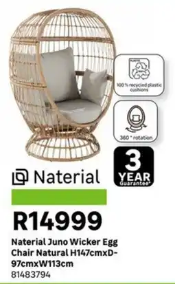 Leroy Merlin Naterial Juno Wicker Egg Chair Natural offer