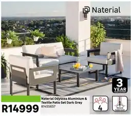 Leroy Merlin Naterial Odyssea Aluminium & Textile Patio Set Dark Grey offer