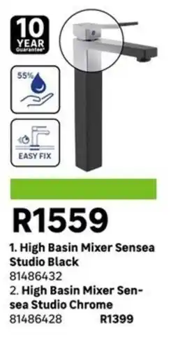 Leroy Merlin High Basin Mixer Sensea Studio Black offer