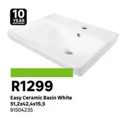 Leroy Merlin Easy Ceramic Basin White offer