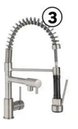 Leroy Merlin Delinia Kitchen Sink Mixer Tap Spring Neck Brushed Nickel H46Cm Spout Reach offer