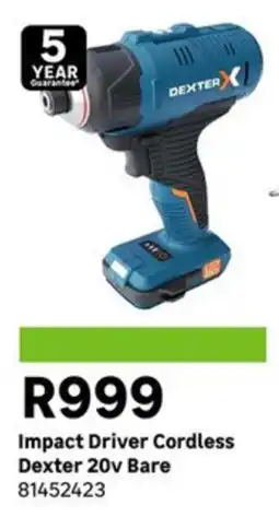 Leroy Merlin Impact Driver Cordless Dexter 20v Bare offer