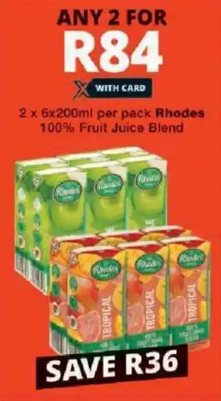 Checkers Rhodes 100% Fruit Juice Blend offer