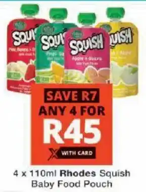 Checkers Rhodes Squish Baby Food Pouch offer