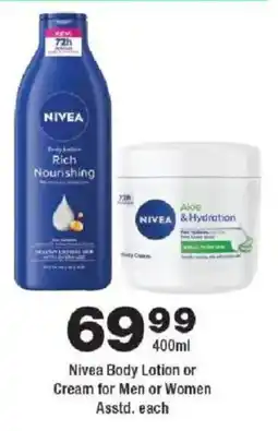 OK urban Nivea Body Lotion or Cream for Men or Women offer
