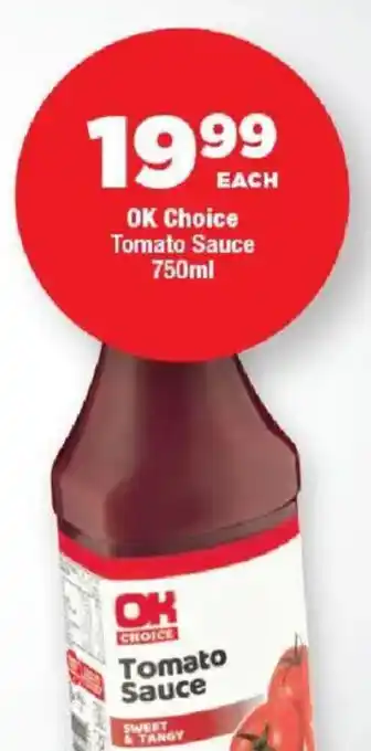OK Foods OK Choice Tomato Sauce offer
