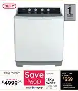Bradlows Defy 18Kg White Twin Tub DTT180 offer