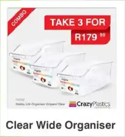 Crazy Plastics Clear Wide Organiser offer