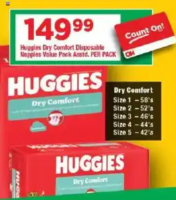 OK Grocer Huggies Dry Comfort Disposable Nappies Value Pack offer