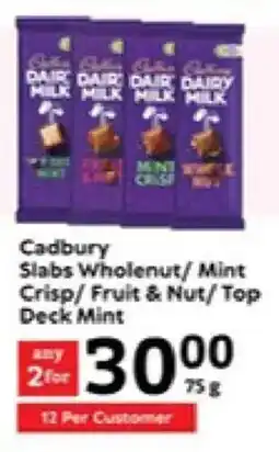 Oxford Freshmarket Cadbury Slabs Wholenut/ Mint Crisp/ Fruit & Nut/ Top Deck Mint offer