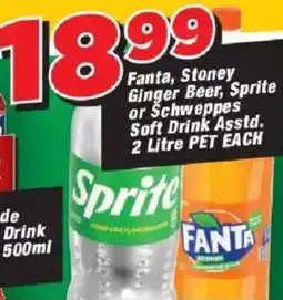 OK Grocer Fanta, Stoney Ginger Beer, Sprite or Schweppes Soft Drink offer