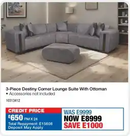 OK Furniture Destiny Corner Lounge Suite With Ottoman offer