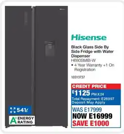 OK Furniture Hisense Black Glass Side By Side Fridge with Water Dispenser offer