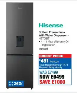 OK Furniture Hisense Bottom Freezer Inox With Water Dispenser offer