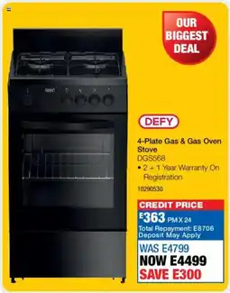OK Furniture Defy 4-Plate Gas & Gas Oven Stove offer