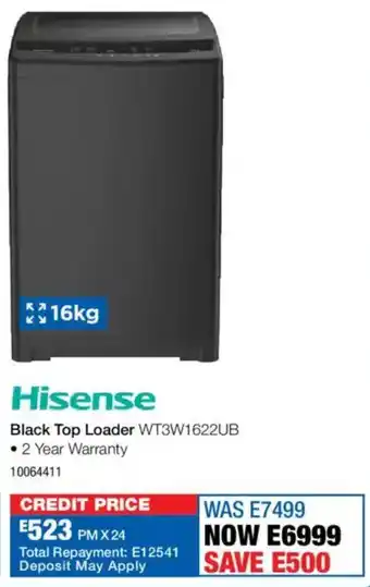 OK Furniture Hisense Black Top Loader offer