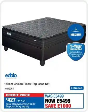 OK Furniture Edblo 152cm Chillon Pillow Top Base Set offer