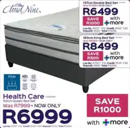Sleepmasters Cloud Nine Health Care 152cm Queen Bed Set offer