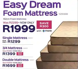 Sleepmasters Easy Dream 152cm Foam Mattress offer