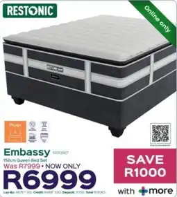 Sleepmasters Restonic Embassy 152cm Queen Bed Set offer