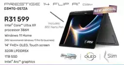 Computer Mania Msi prestige 14 Flip AI Intel Core Ultra X9 processor 386H Laptop offer