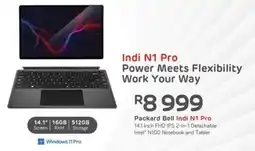 Computer Mania Packard Bell Indi N1 Pro 14.1 Inch FHD IPS 2-in-1 Detachable Intel N100 Notebook and Tablet offer