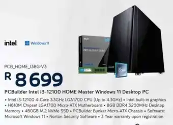 Computer Mania PCBuilder Intel i3-12100 Home Master Windows 11 Desktop PC offer