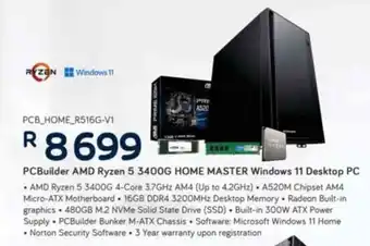 Computer Mania PCBuilder AMD Ryzen 5 3400G Home Master Windows 11 Desktop PC offer