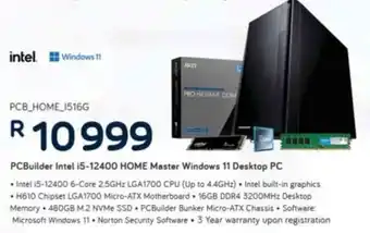 Computer Mania PCBuilder Intel i5-12400 Home Master Windows 11 Desktop PC offer