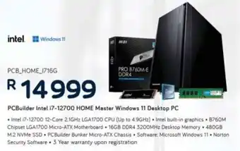 Computer Mania PCBuilder Intel i7-12700 Home Master Windows 11 Desktop PC offer