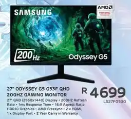 Computer Mania Samsung 27" Odyssey G5 G53F QHD 200Hz Gaming Monitor offer