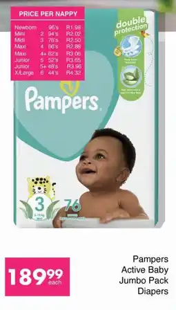 Save Pampers Active Baby Jumbo Pack Diapers offer