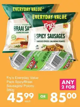 Save Fry's Everyday Value Pack Spicy/ Braai Sausages/ Polony offer