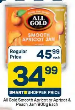 Pick n Pay All Gold Smooth Apricot or Apricot & Peach Jam 900g Each offer