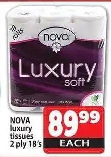 Supa Store NOVA luxury tissues 2 ply 18's offer