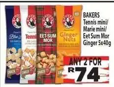 Supa Store BAKERS Tennis mini/Marie mini/Eet Sum Mor Ginger 5x40g offer