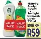Supa Store Handy Andy 750ml / Sunlight Dishwash Liquid 750ml offer