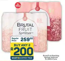 Pick n Pay Brutal Fruit Sparkling Spritzer Assorted 6 x 500ml Cans offer