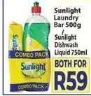 Supa Store Sunlight Laundry Bar 500g / Sunlight Dishwash Liquid 750ml offer