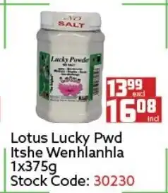 Africa Cash and Carry Lotus Lucky Pwd Itshe Wenhlanhla 375g offer
