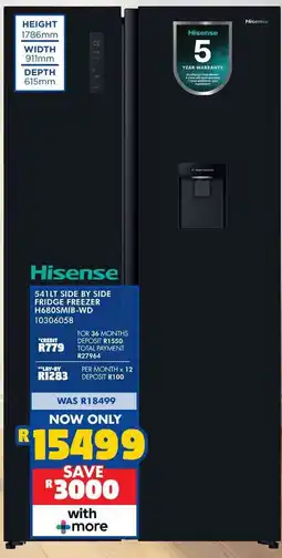 Russells 541lt side by side fridge freezer h680smib-wd 10306058 offer