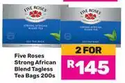 Game Five Roses Strong African Blend Tagless Tea Bags-For 2 x 200's Pack offer