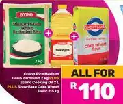 Game Econo Rice Medium Grain Parboiled 2kg+Econo Cooking Oil 2Ltr+Snowflake Cake Wheat Flour 2.5Kg-For Al offer
