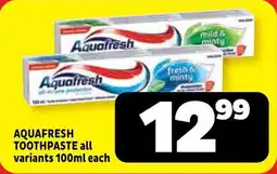 Usave Aquafresh toothpaste offer