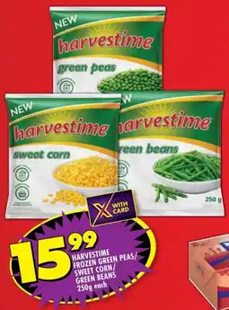 Shoprite Harvestime frozen green peas/ sweet corn/ green beans offer
