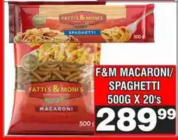 Advance Cash n Carry F&M MACARONI/SPAGHETTI 500G X 20's offer
