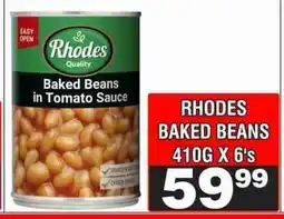 Advance Cash n Carry RHODES BAKED BEANS 410G X 6's offer