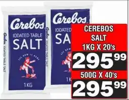 Advance Cash n Carry CEREBOS SALT 1KG X 20's offer