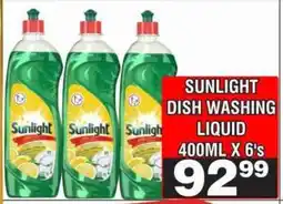 Advance Cash n Carry SUNLIGHT DISH WASHING LIQUID 400ML X 6's offer