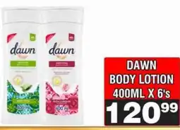 Advance Cash n Carry DAWN BODY LOTION 400ML X 6's offer